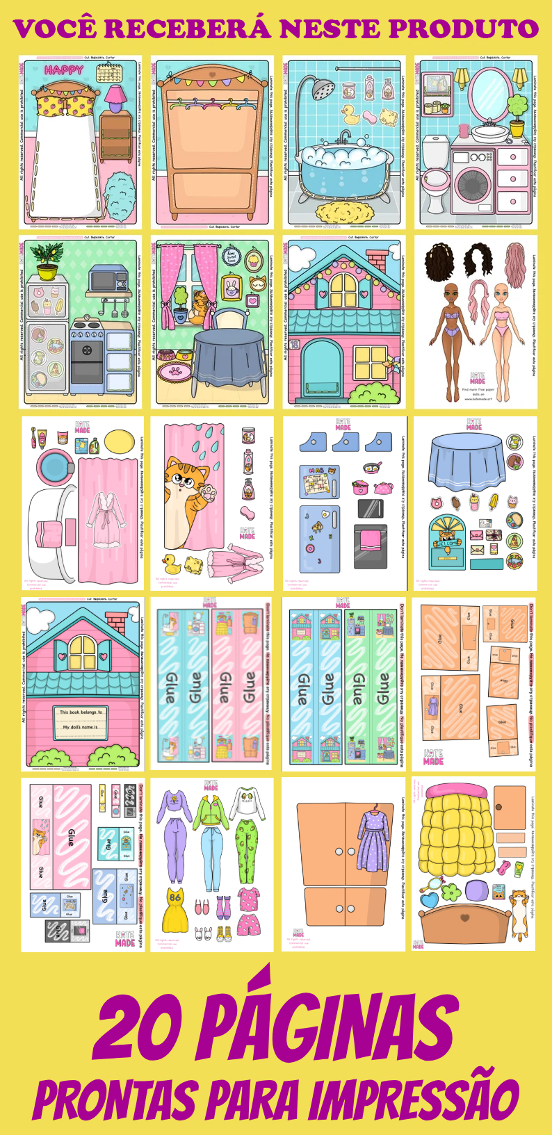 Faça Você Mesmo Casa de Boneca Infantil Impressão PDF