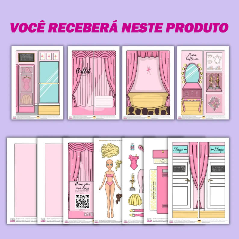 Livro: CASINHA DE PAPEL + BONECA + ROUPAS - KIT 3