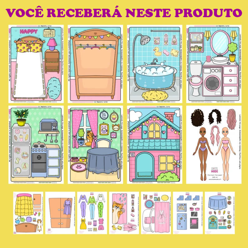 Faça Você Mesmo Casa de Boneca Infantil Impressão PDF da Sophia