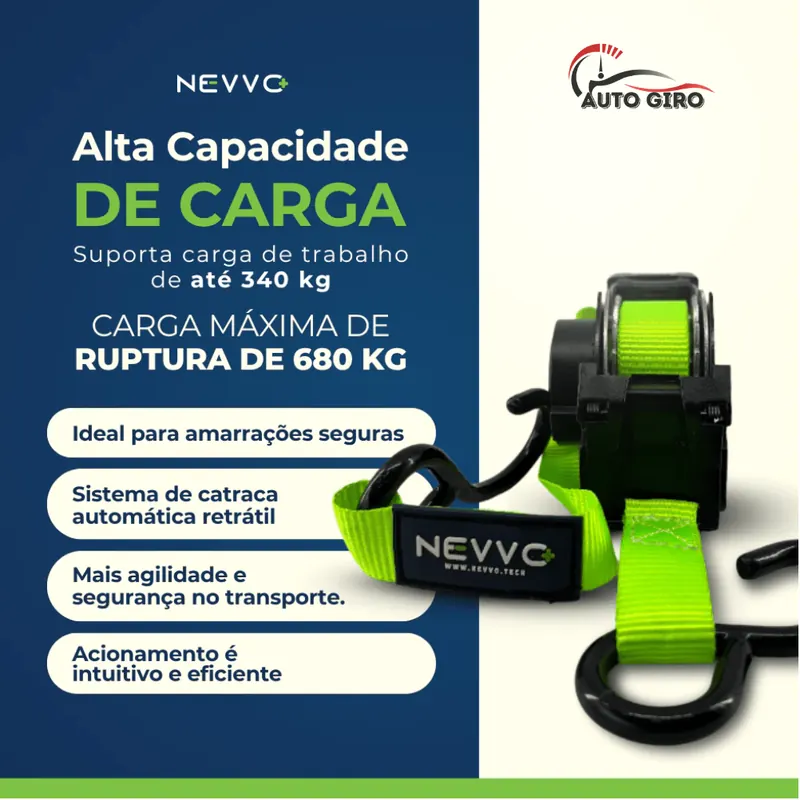 Cinta para carga com catraca retrátil: carga de trabalho de até 340 kg