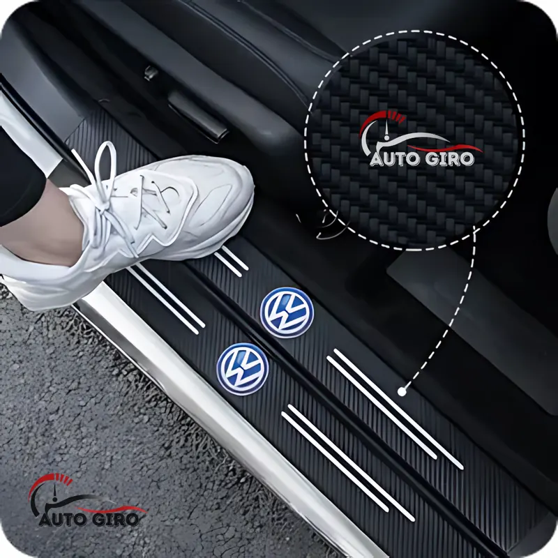 Tênis passando pela soleira protegida com CarbonFilm Volkswagen
