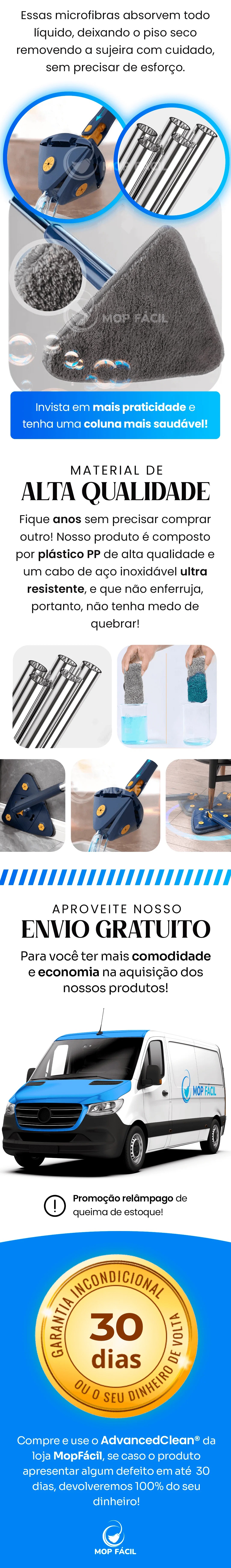 Mop de Limpeza Giratório - AdvancedClean© (+ Brinde Grátis!)
