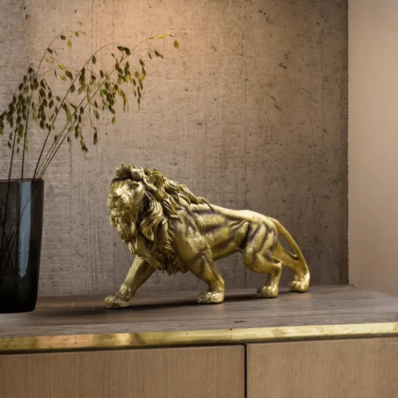 Escultura Leão Dourado - Bazar Coisas de Boteco