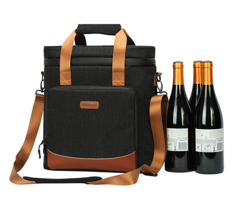 Bolsa Porta Vinho Tazzi em uso