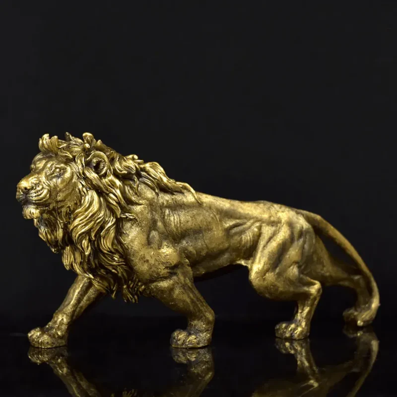 Escultura Leão Dourado - Bazar Coisas de Boteco