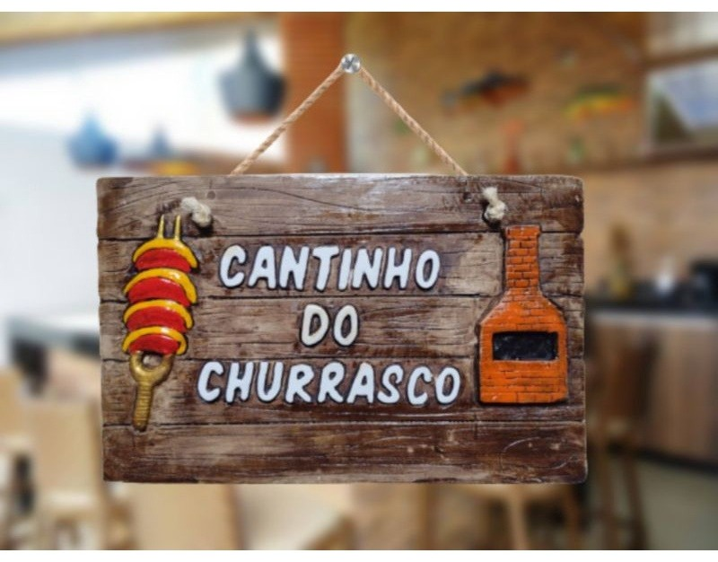 Cantinho do Churrasco - Placa de Decoração e Enfeite para Churrasqueira 28 cm Gesso