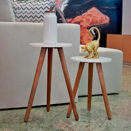 Jogo De Mesa Redonda De Canto Pé Palito Par