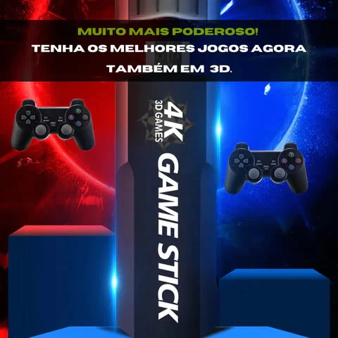 Vídeo Game Stick 4K 10 mil jogos 2 Controles Sem Fio U / COLORS