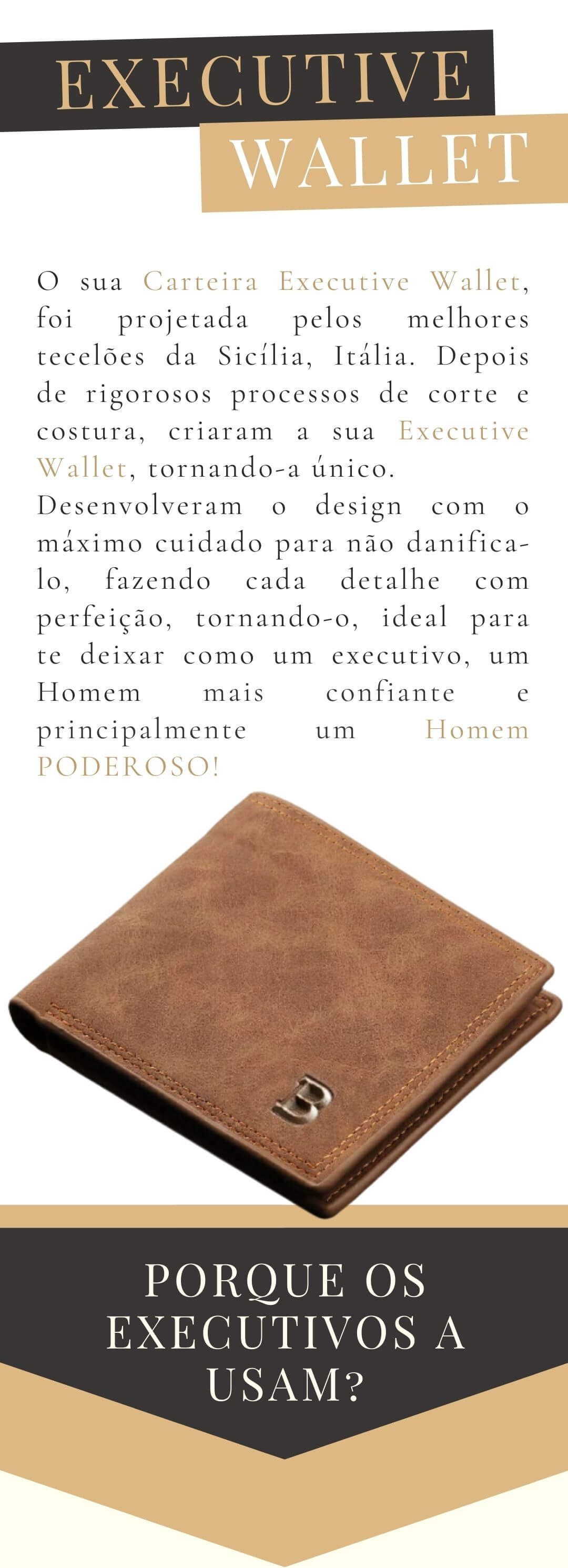 Carteira Masculina de Couro Executive Wallet