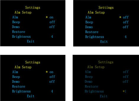 Menu de configuração e personalização