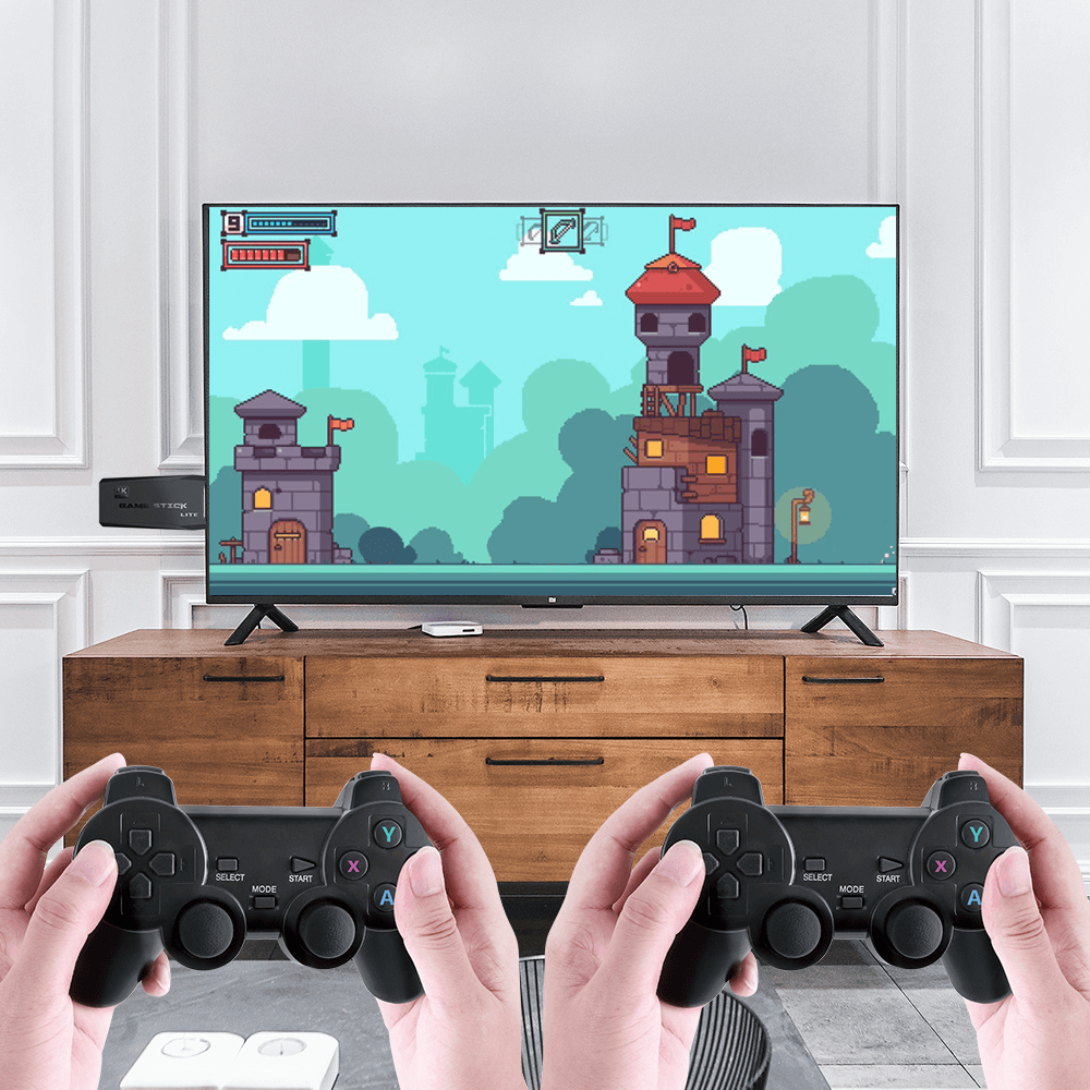 Excluzziva Store - Console de videogame sem fio 4K HD na TV Projetor Monitor Clássico Retro 64GB 10000 Jogos com 2 Controles