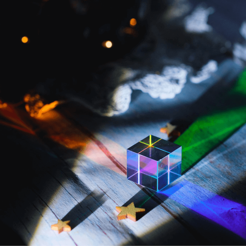 Excluzziva Store - Cubo Mágico de Vidro Luz Prisma 7 Cores de Cristal