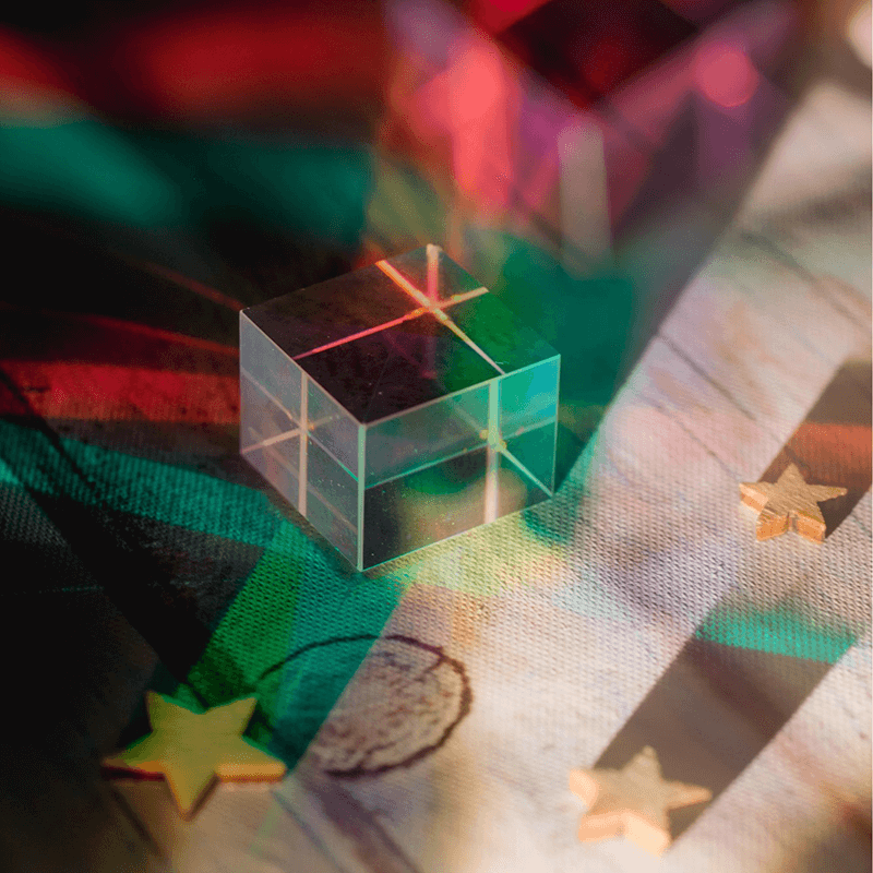 Excluzziva Store - Cubo Mágico de Vidro Luz Prisma 7 Cores de Cristal