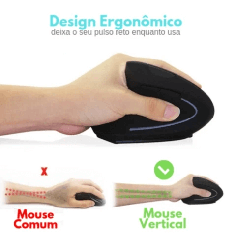 Excluzziva Store - Mouse Vertical Ergonômico CHYI 2.4G sem fio Para a Mão Esquerda e Direita