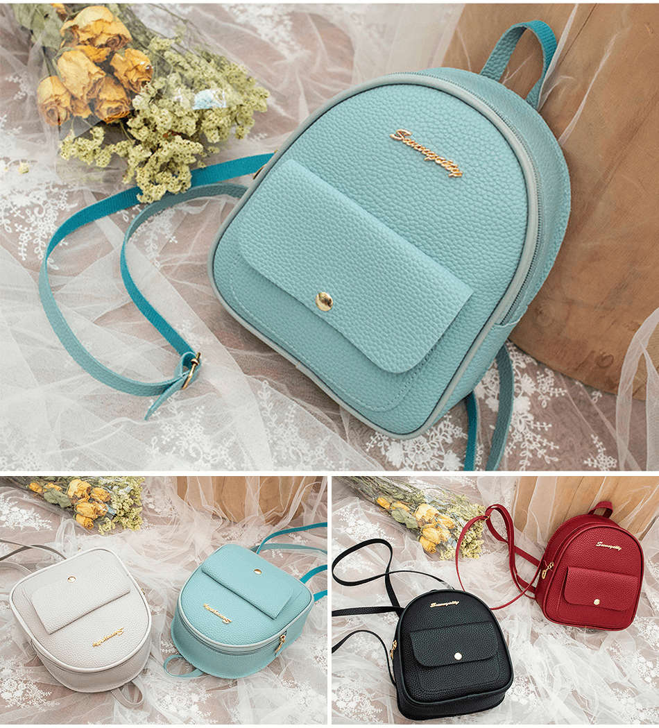 excluzziva store - Mini Mochila feminina bolsa de ombro de couro para meninas