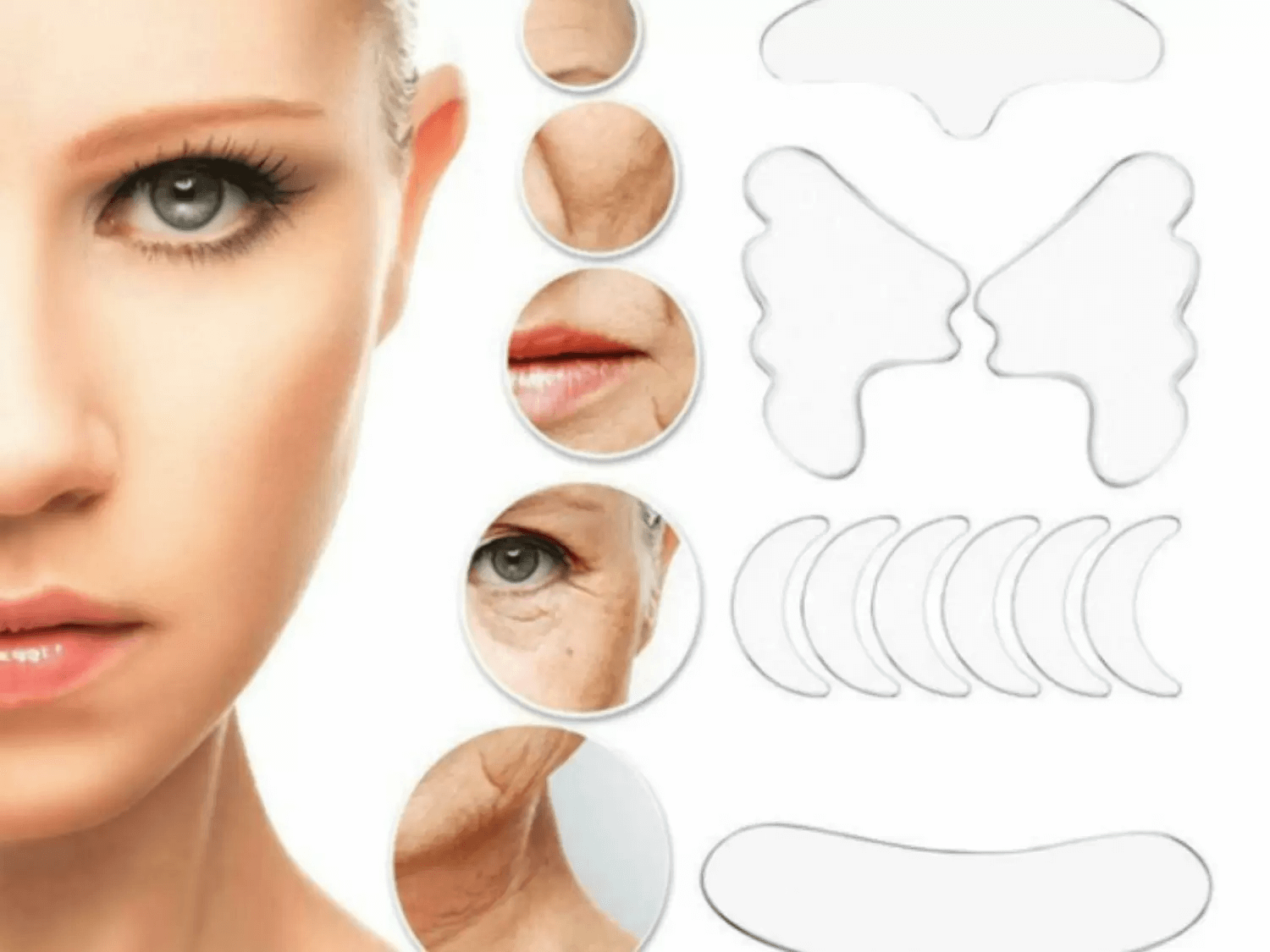 Excluzziva Store - Adesivo de silicone reutilizável para remoção de rugas no rosto, testa, máscara de levantamento facial