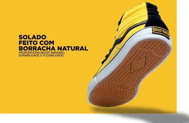 Tênis Mad Rats Hi Top Preto/ Amarelo - Girino Board Shop