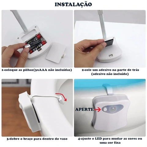 Sensor Inteligente LED para vaso sanitário INSTALAÇÃO