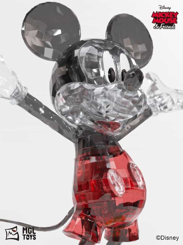Action Figure MGL Toys Mickey Mouse em Cristal - Edição de Colecionador com Blocos de Cristal para Montar