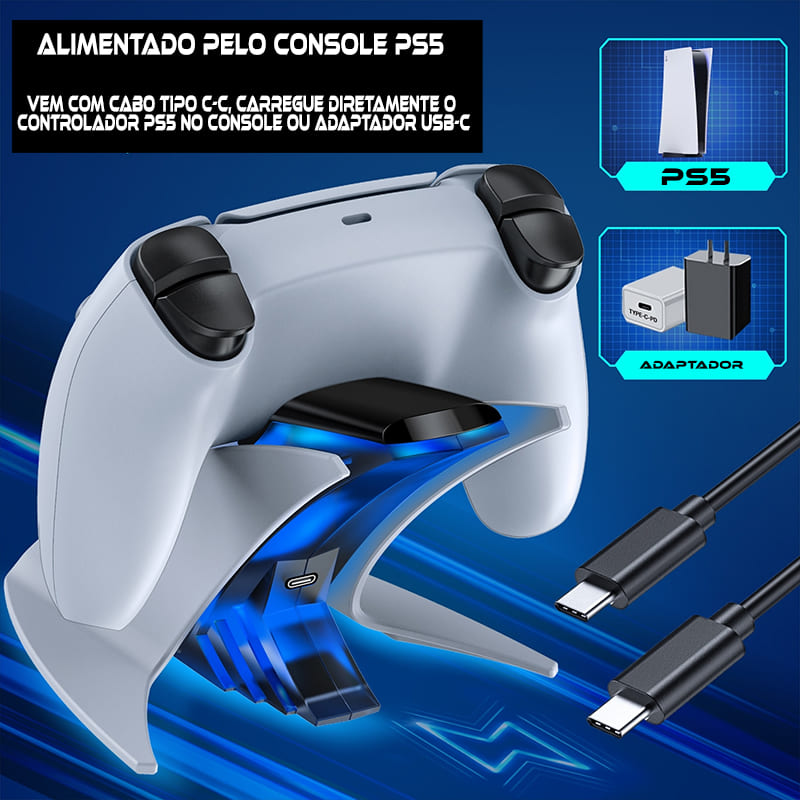 Carregador de controle PS5, estação de carregamento DualSense, com