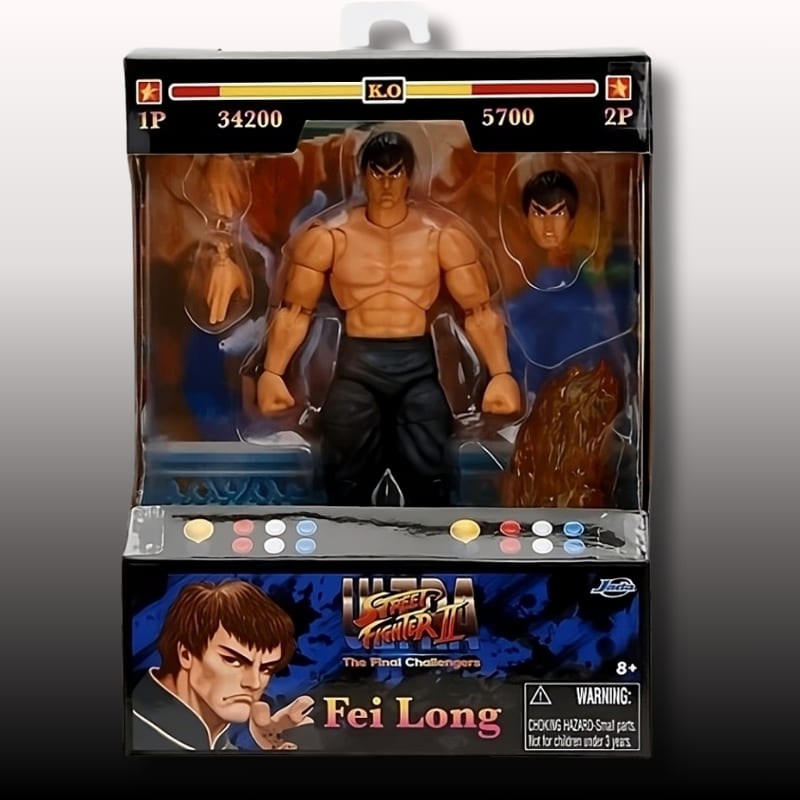 ActionFigures,  Ryu,  FeiLong,  StreetFighter,  JadaToys,  GeekMassivo,  Colecionáveis,  LutadoresDeGames,  DistribuiçãoExclusiva,  AltíssimaQualidade,  FigurasdeAção