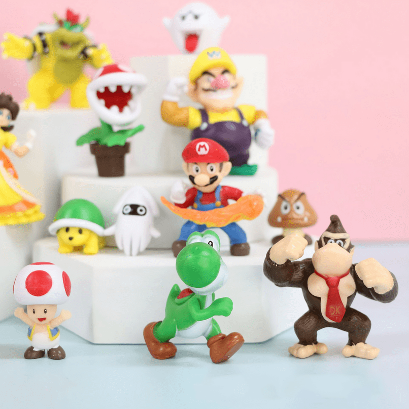 Super Mario Bros,  Colecionável,  Miniaturas,  Decoração geek,  Presente para fãs de jogos,  Personagens de jogos,  Luigi,  Yoshi,  Donkey Kong,  Wario