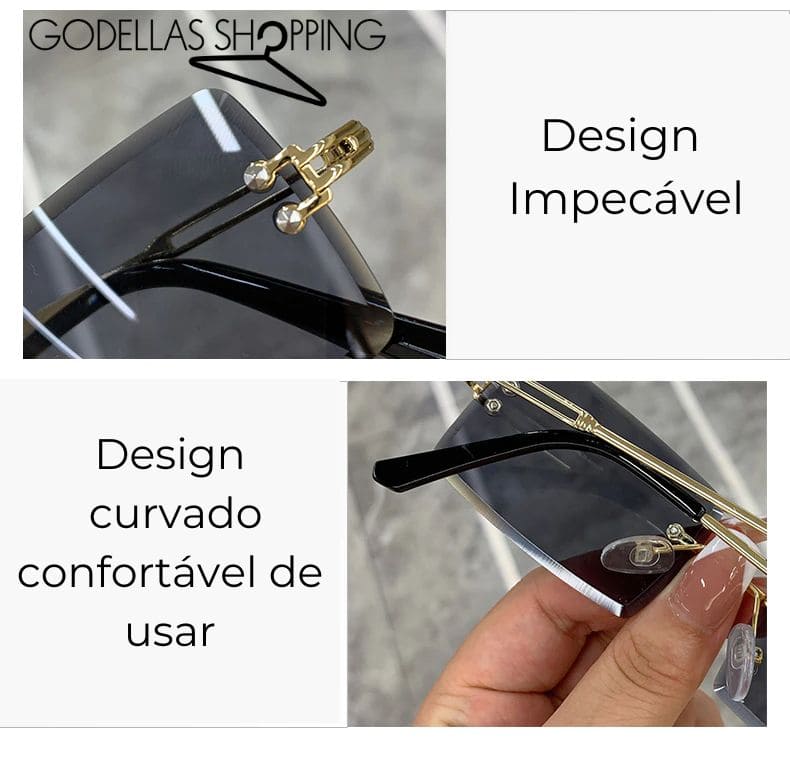 Óculos de Sol Feminino Retangular Sem Aro UV400 - Vintage Summer®