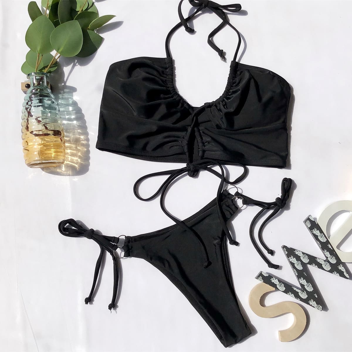 Biquíni Conjunto 2 Peças Estampa Preto - Beachwear
