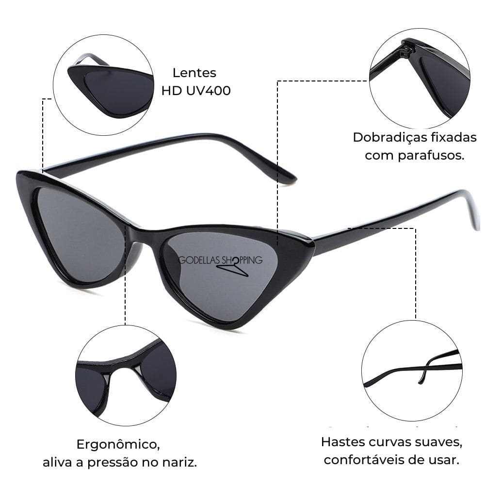Óculos de Sol Retrô Armação Pequena Olho de Gato Com Proteção UV400 - Streetwear®