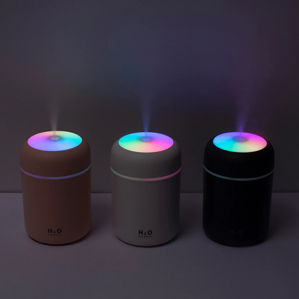 300ml Mini Air Humidifier Electric Air Diffuser Aroma Oil Diffuser USB Cool Mist Sprayer with Night Light for Home Office Car
