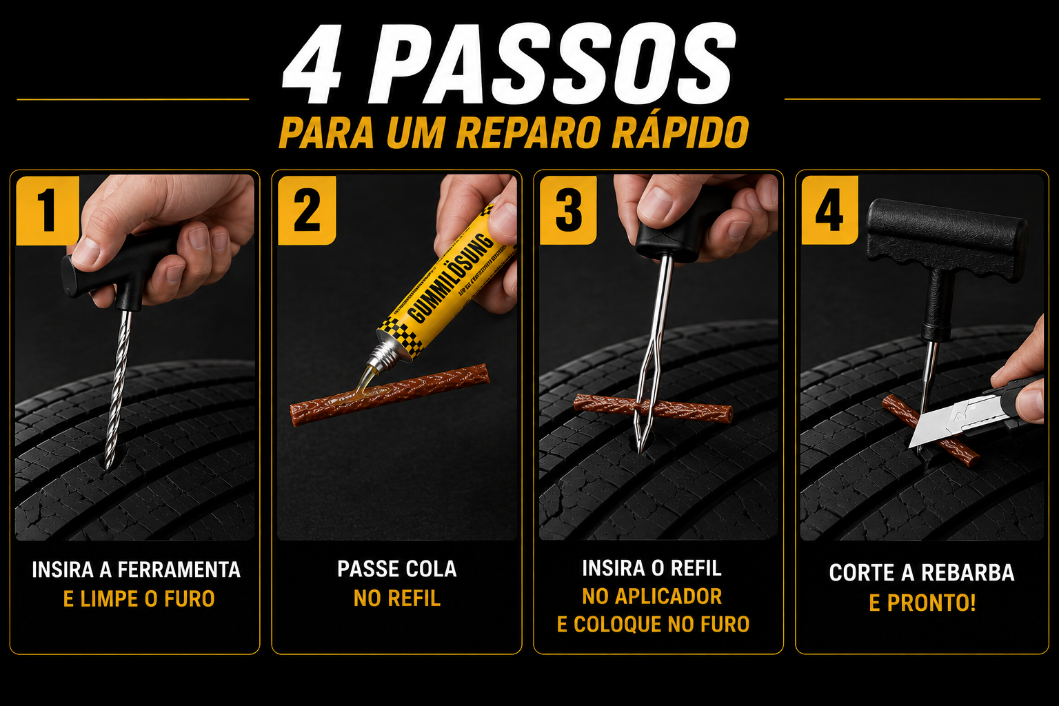 Kit de Socorro Reparador de Pneu Furado