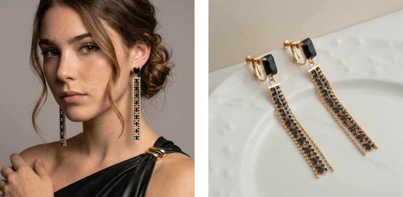 Brinco de Pressão Feminino para Festa Abel com cristais Brinco de Pressão Feminino para Festa Abel com cristais