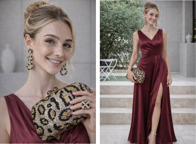 Combinação Onça e Marsala Vestido marsala combina com qual cor de acessório