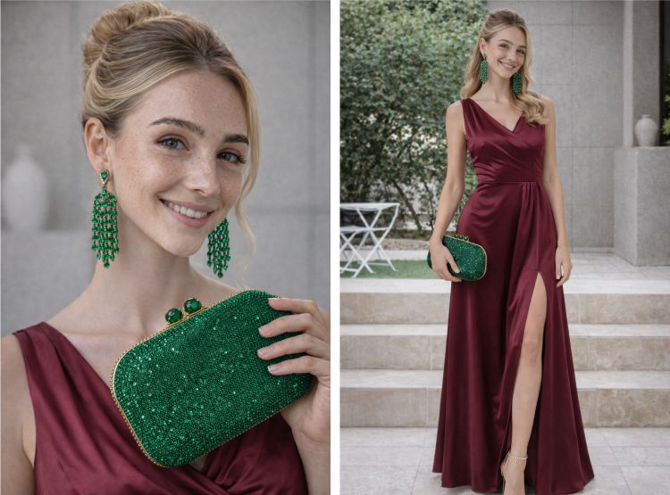 Combinação Verde e Marsala Vestido marsala combina com qual cor de acessório