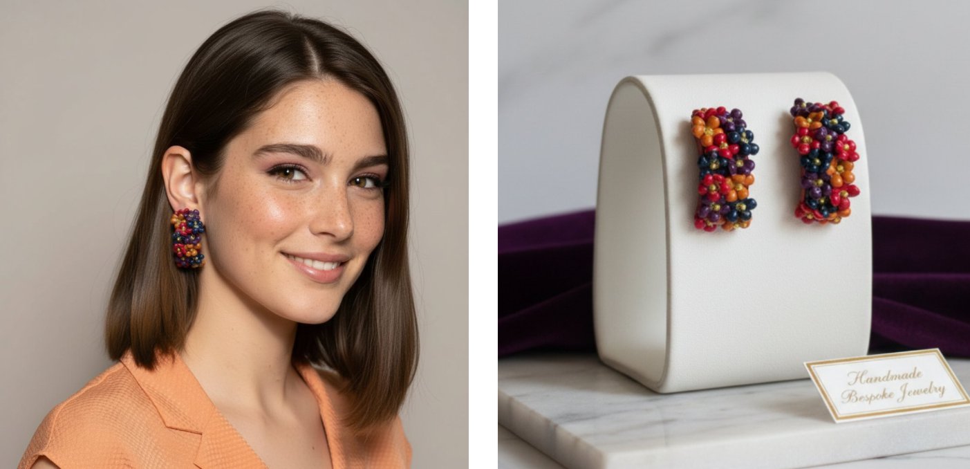 Brinco de Pressão Feminino Delicado Suzy com florzinhas coloridas Brinco de Pressão Feminino Delicado Suzy com florzinhas coloridas