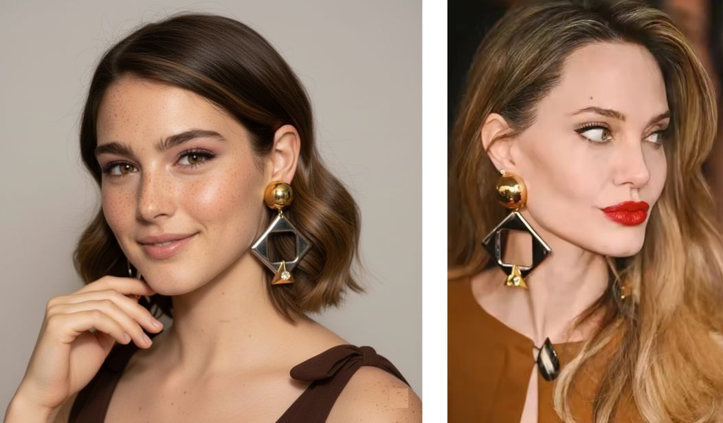 Maxi Brinco Geométrico Dourado e Prata Angelina Jolie - Laszine