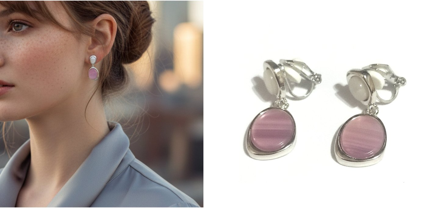 Brinco de Pressão Feminino Delicado Lilia lilás e prata Brinco de Pressão Feminino Delicado Lilia lilás e prata