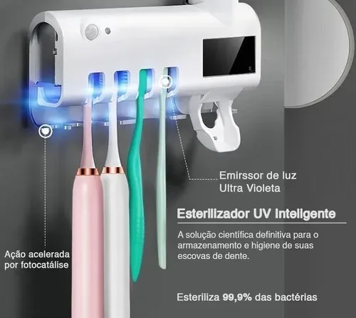 Porta Escova De Dentes Esterilizador Ultravioleta Automático