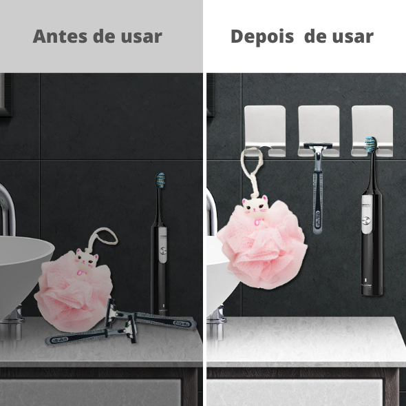 Suporte Adesivo de Parede para Lâminas de Barbear - Aço Inoxidável