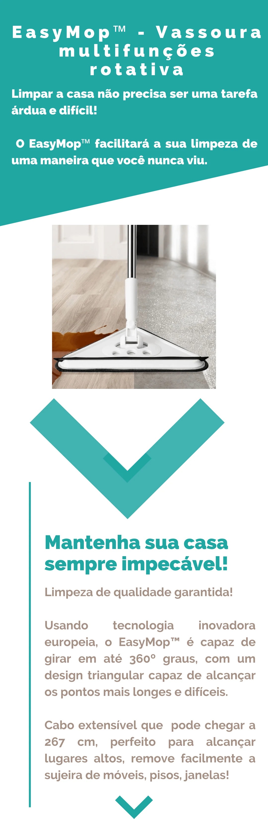 EasyMop - Vassoura Multifunções Rotativa