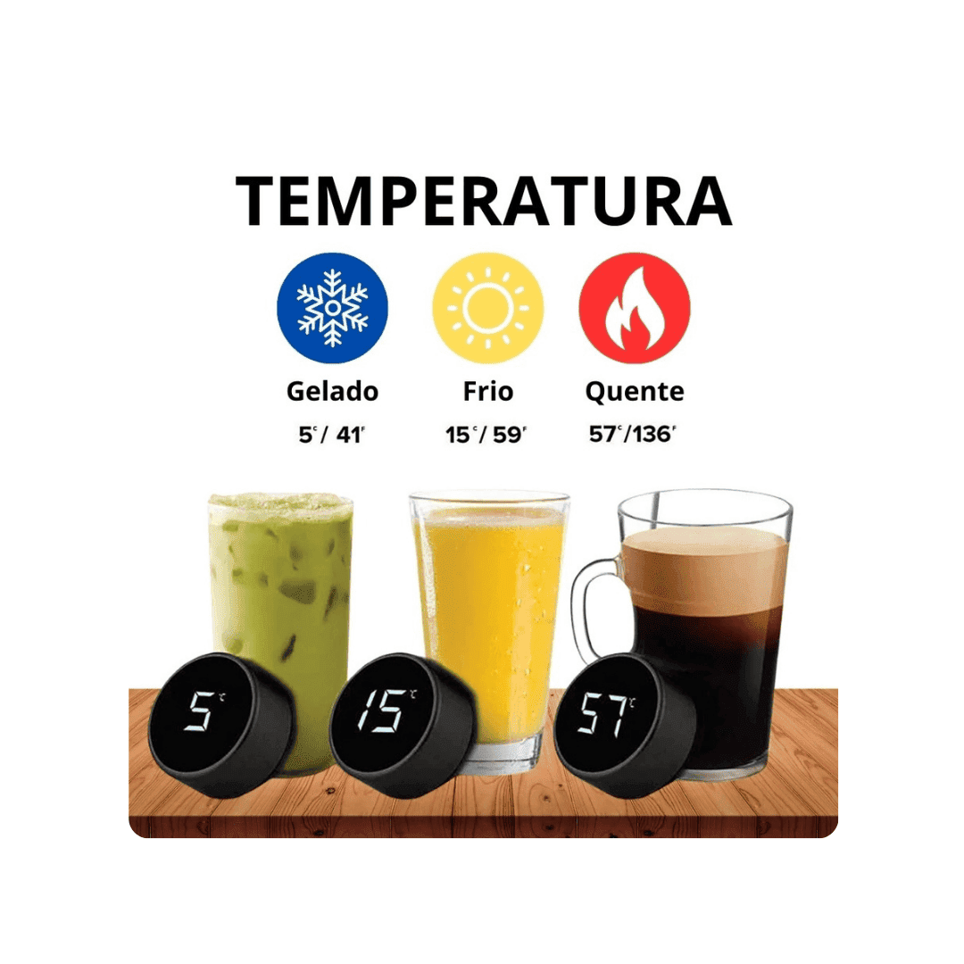 Garrafa Térmica Digital 500ml com Termômetro Digital Led