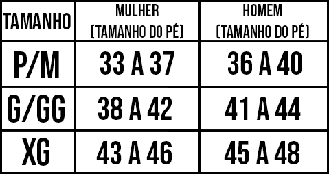 tabela da meia de compressão