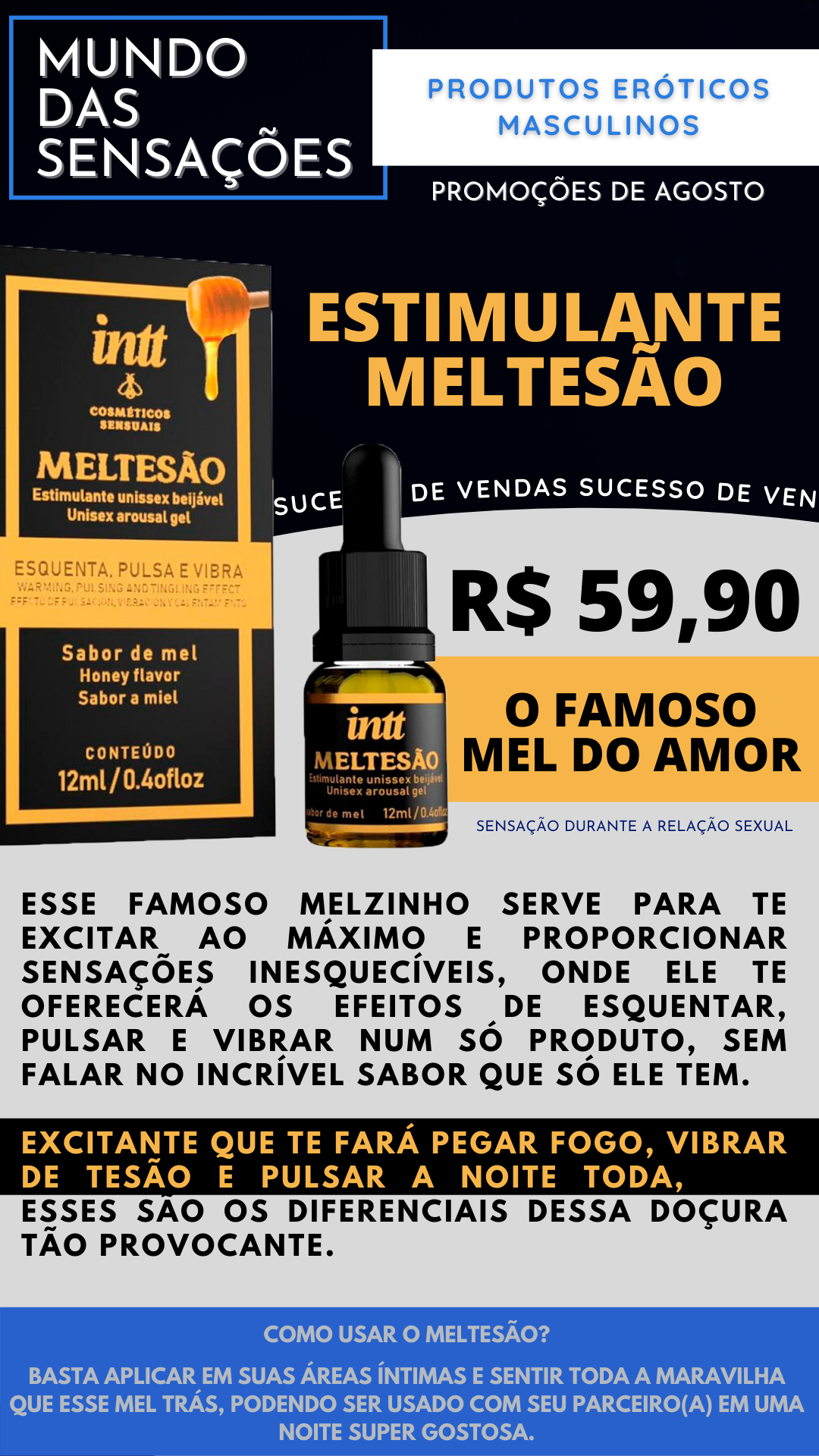 Mel Tesão Estimulante Sexual Unissex 12ml