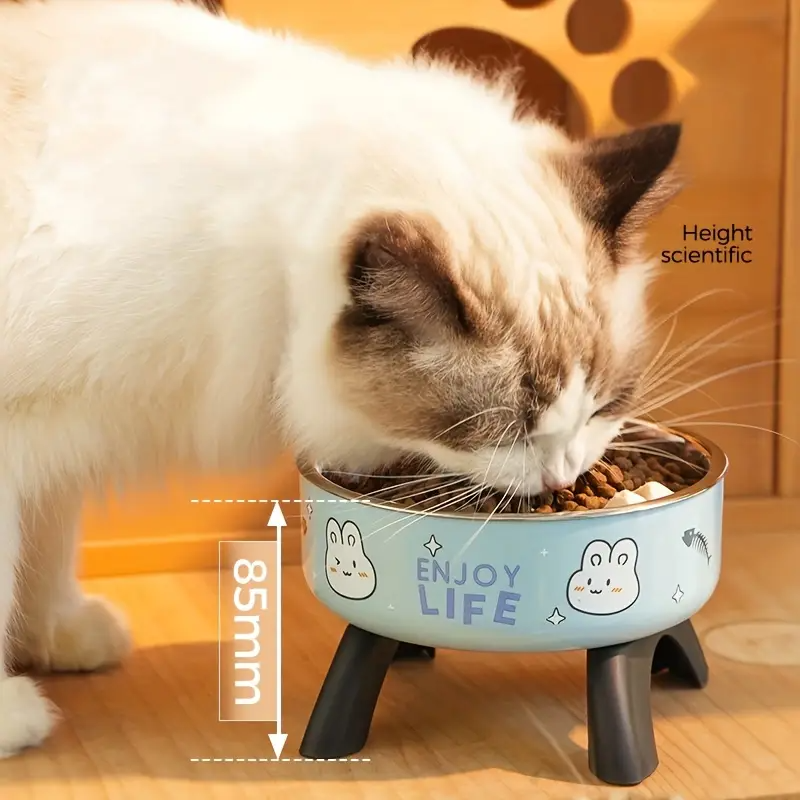 tigela elevada para animais de estimação em aço inoxidável com     - design antiderrapante e à   de derramamentos para cães pequenos & gatos detalhes 3