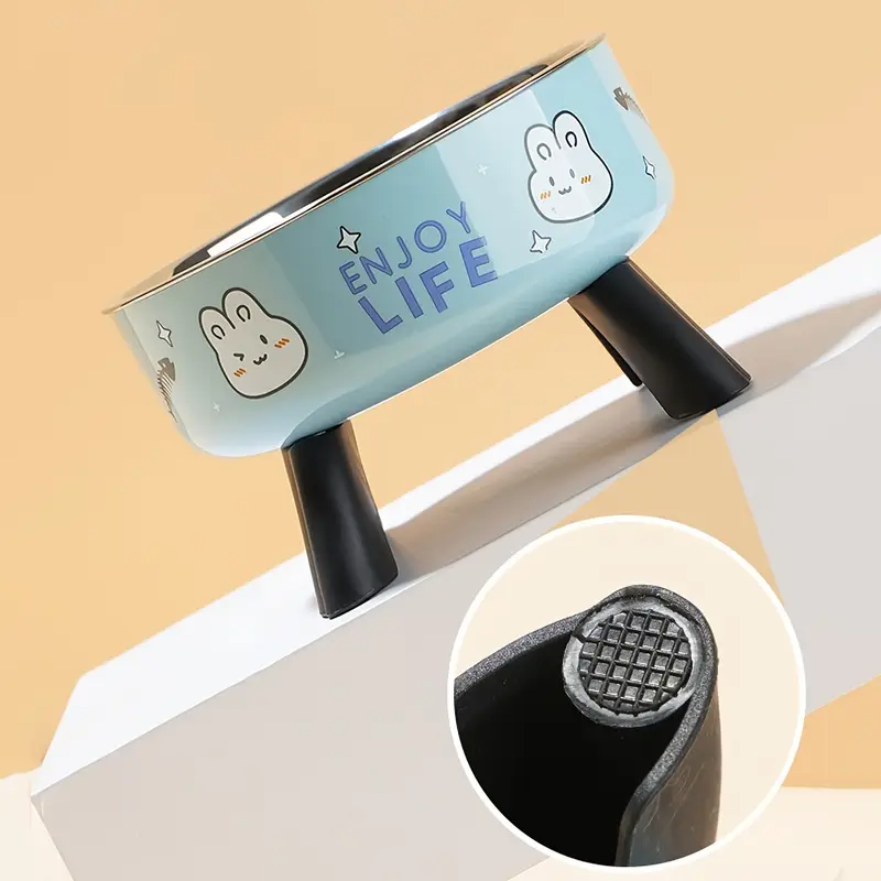tigela elevada para animais de estimação em aço inoxidável com     - design antiderrapante e à   de derramamentos para cães pequenos & gatos detalhes 1