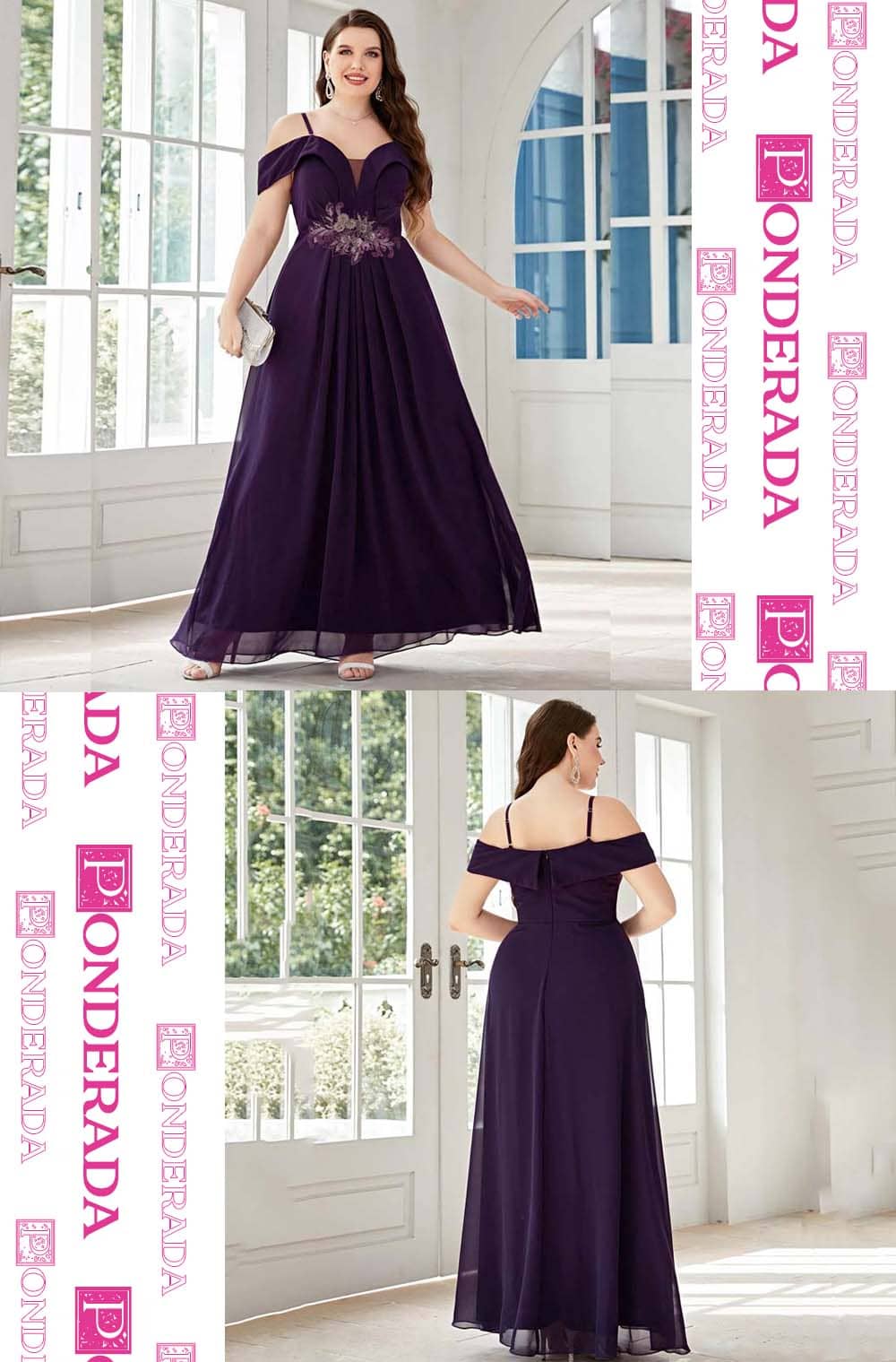 Vestido Longo Plus Size Roxo Catarine