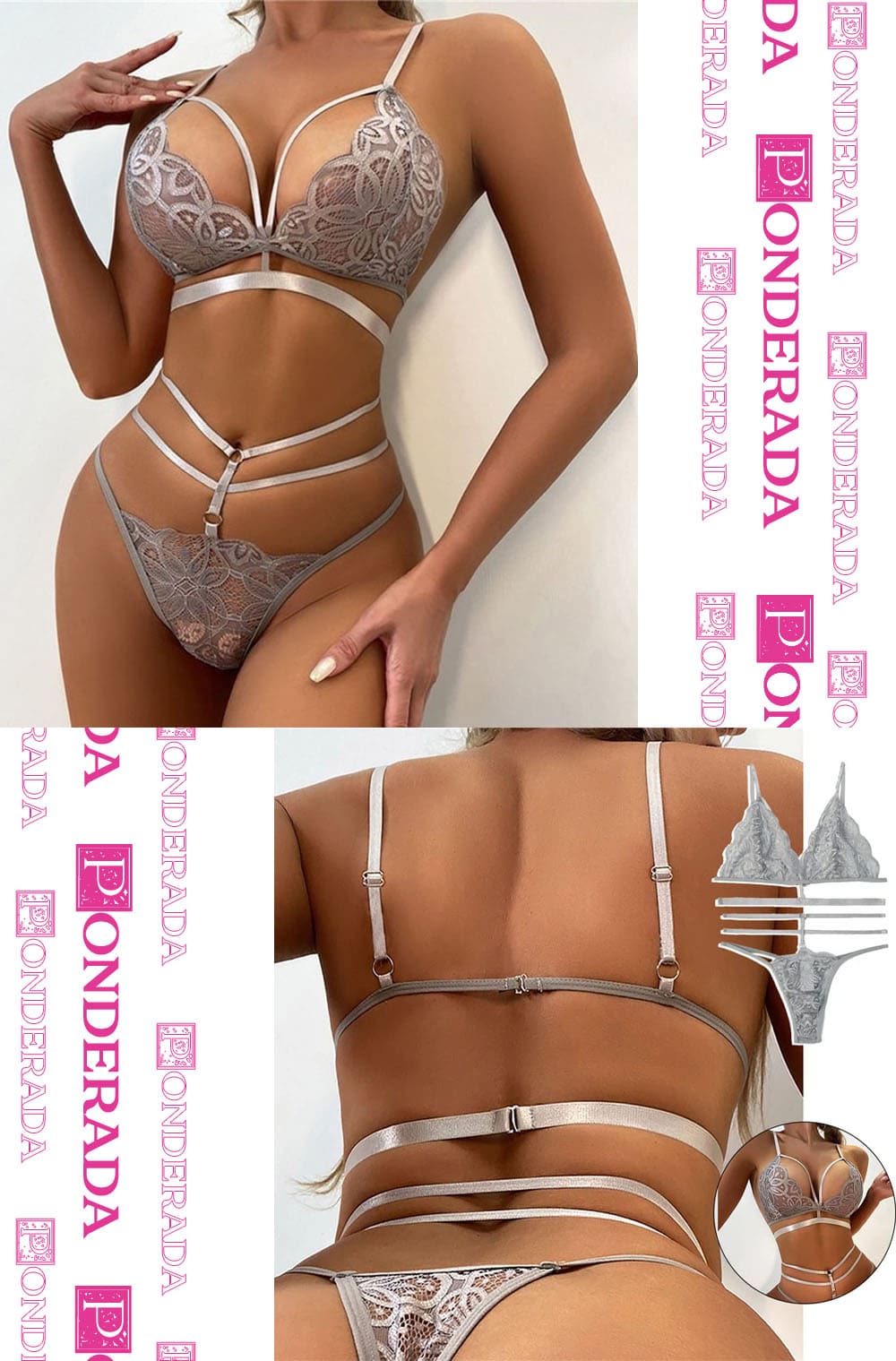 Conjunto de Lingerie de Renda Bárbara