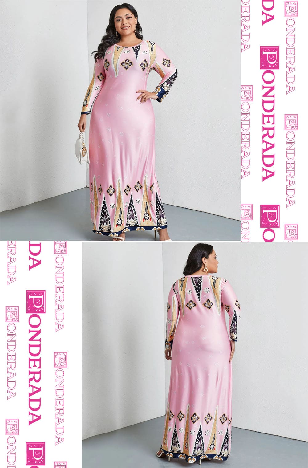 Vestido Longo Plus Size Rosa Silvia