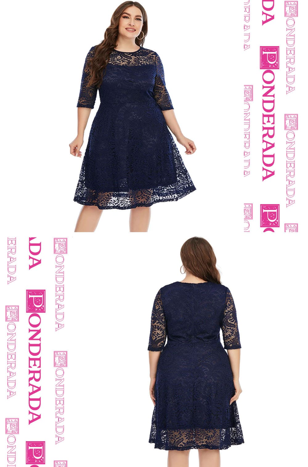 Vestido Midi Plus Size de Festa Renda Alice