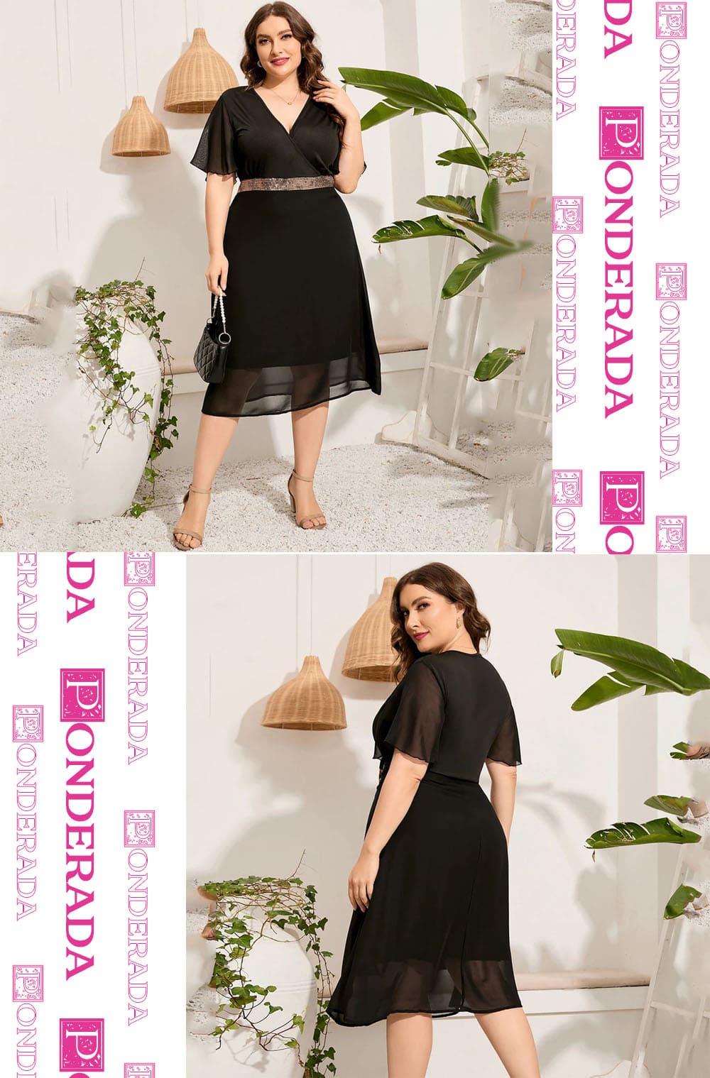 Vestido Midi Plus Size Preto Jamie